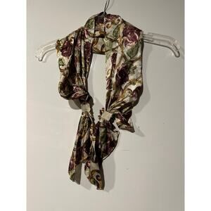 EL & Company Scarf Floral Pre-Tied Neck Self Close velcro summer preppy Vintage